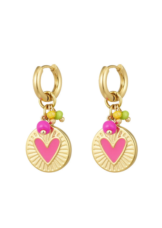 Earrings Colorful mess coin heart