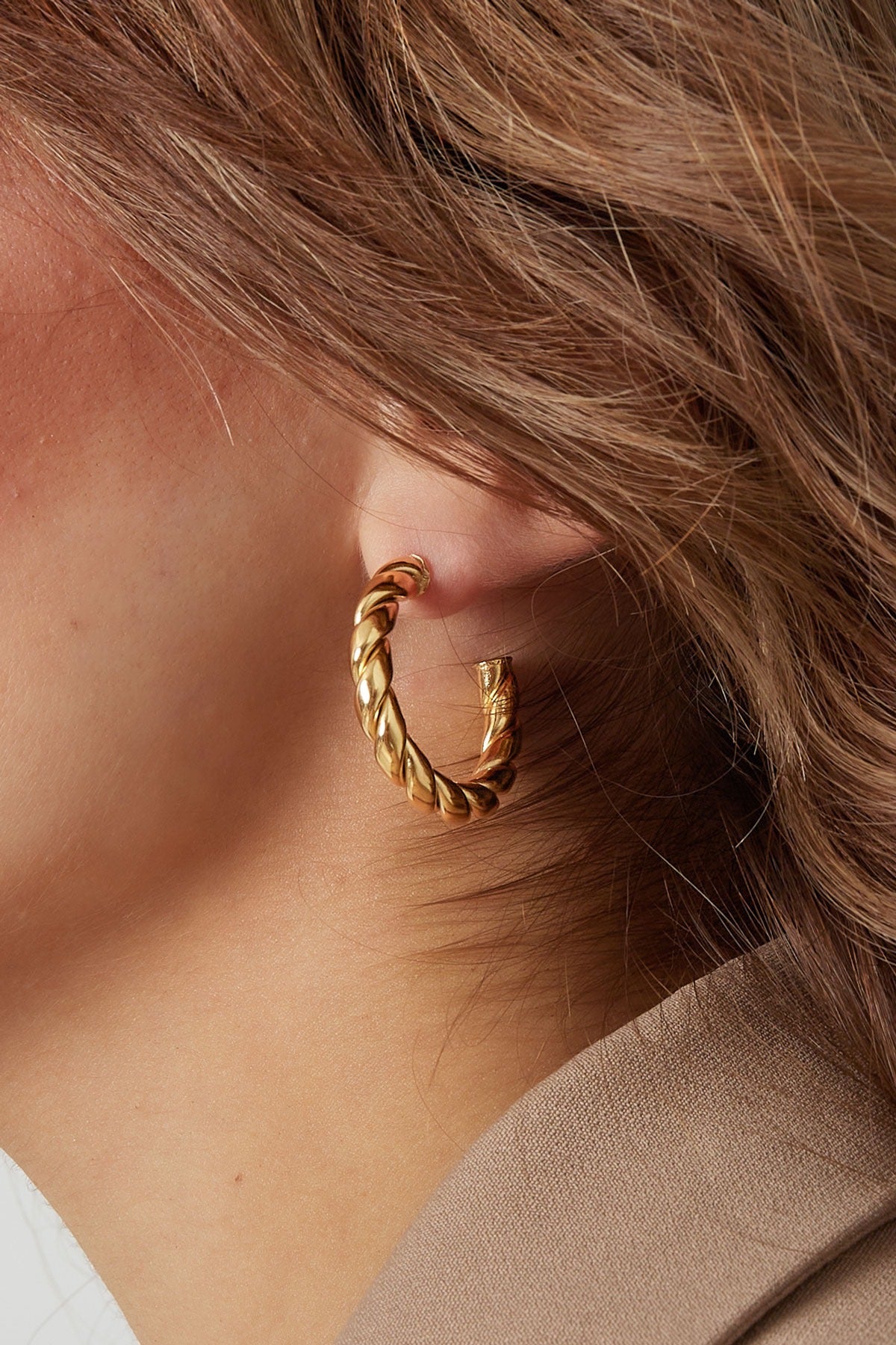 Oorbellen Basic twisted ringen 3cm