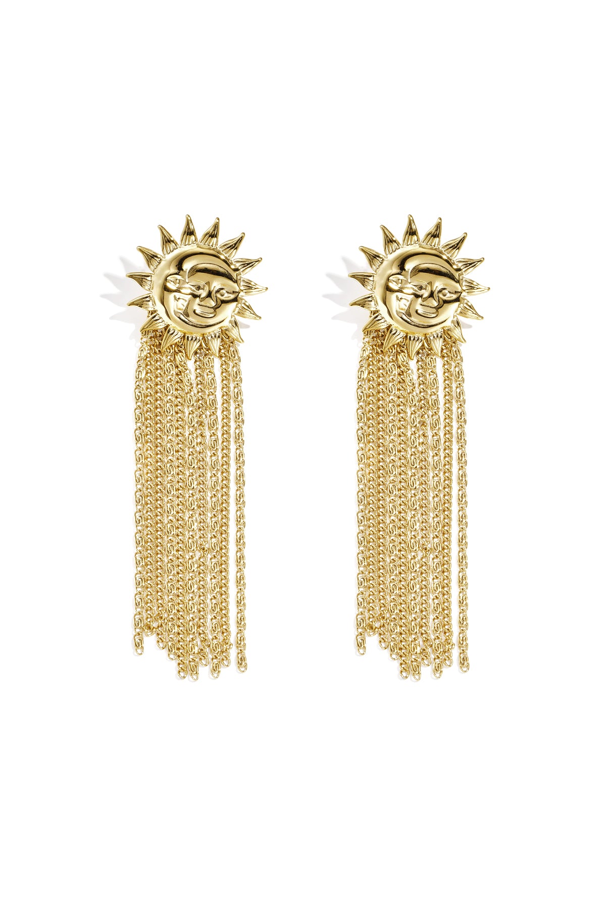 Oorbellen van roestvrij staal met hangertjes in de vorm van een zonnetje, casual, dagelijks en eenvoudig, uit de dames sieradenserie.