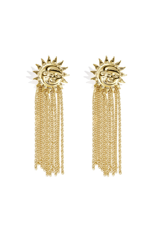 Oorbellen van roestvrij staal met hangertjes in de vorm van een zonnetje, casual, dagelijks en eenvoudig, uit de dames sieradenserie.