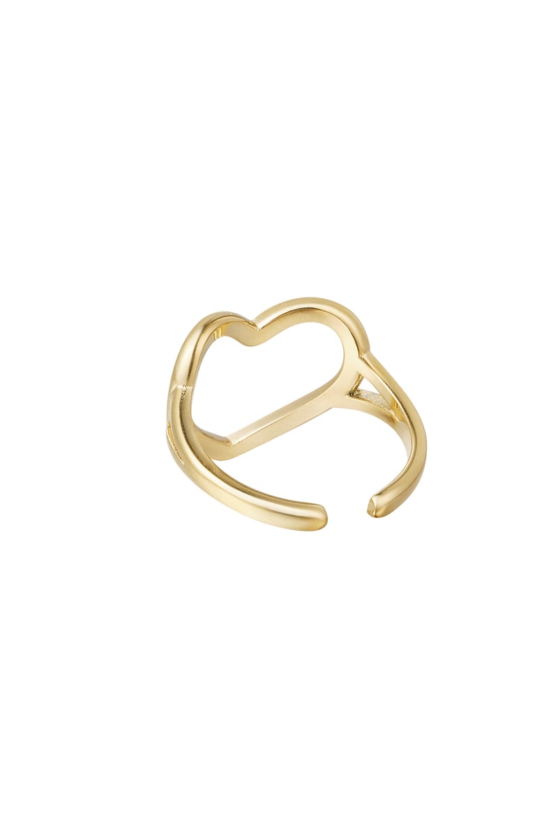 Verstelbare ring hart - Goud kleur Stainless Steel One size