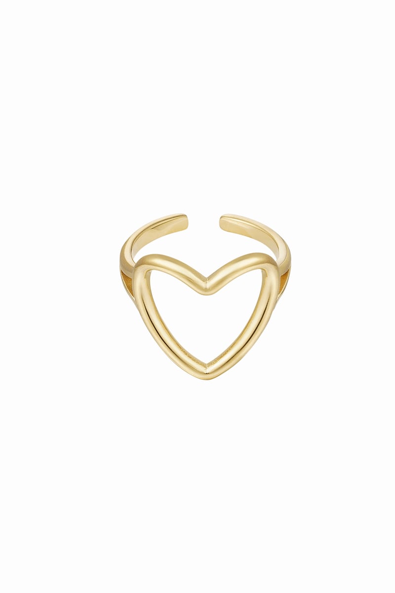 Verstelbare ring hart - Goud kleur Stainless Steel One size