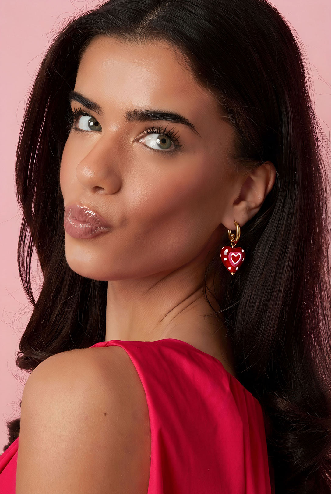 Roestvrijstalen oorbellen met hartvormige hanger, casual, dagelijks en romantisch, dames sieraden