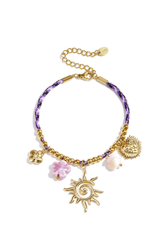 Roestvrijstalen bedelarmbanden met bloemenmotief, casual, dagelijks en romantisch, damessieraden