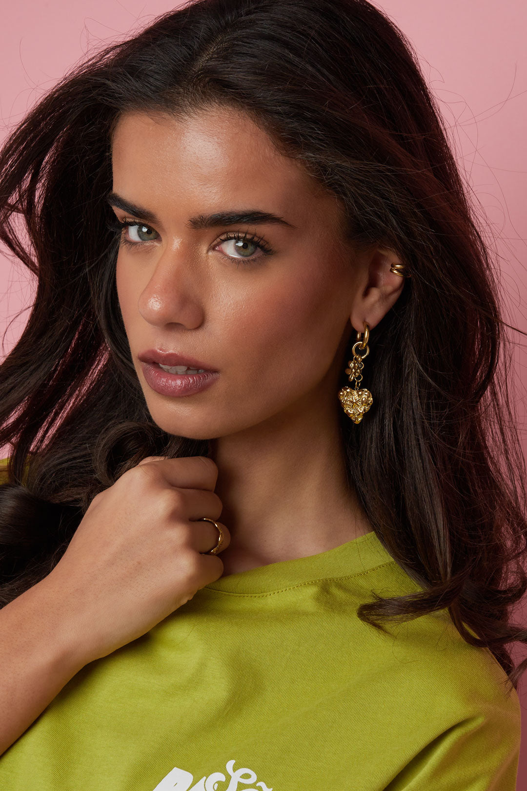 Roestvrijstalen oorbellen met hartvormige hanger, casual, dagelijks en romantisch, dames sieraden