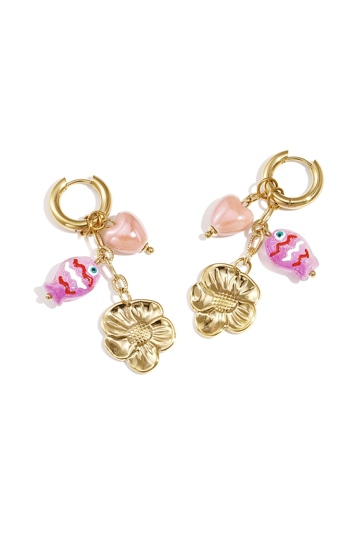 Roestvrijstalen oorbellen met hanger in de vorm van een vis, casual romantische serie, damessieraden