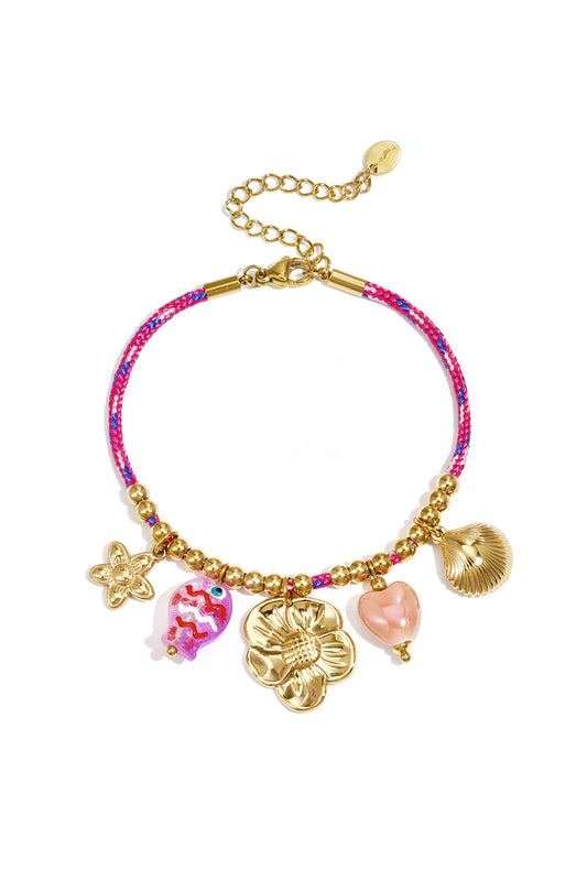 Armbanden met touwbedeltjes, bloemen, casual, dagelijkse, romantische serie, damessieraden