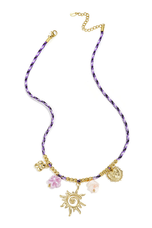 Touwhanger kettingen met zonmotief, casual, dagelijkse, romantische serie, dames sieraden