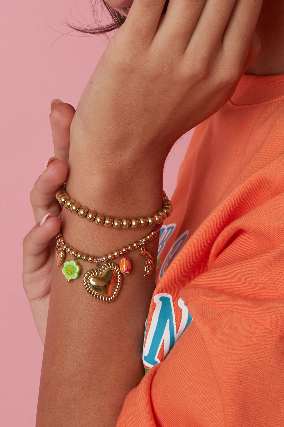 Armbanden met touwbedeltjes, hartjes, dagelijkse romantische serie, damessieraden