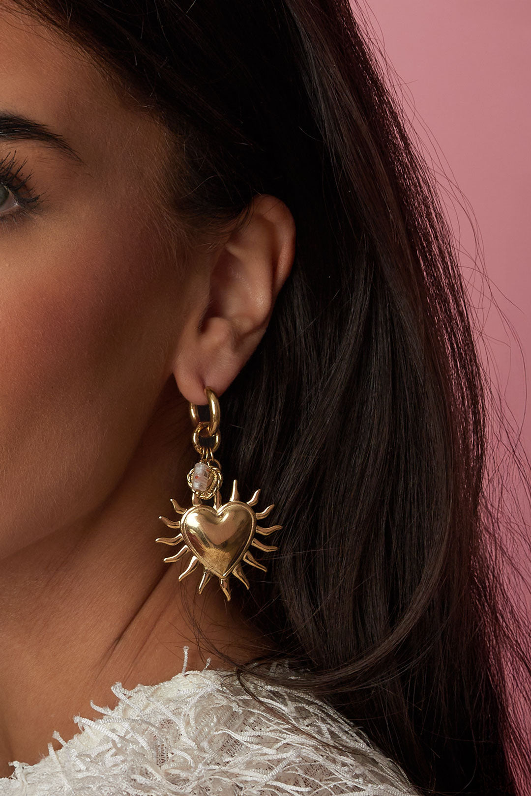 Roestvrijstalen oorbellen met hartvormige hanger, casual en eenvoudig, voor dagelijks gebruik, dames sieraden