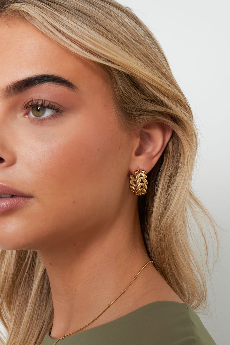 Oorbellen van roestvrij staal met blad, casual, dagelijks, eenvoudig, serie, damessieraden